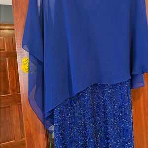 J Kara Royal Blue Beaded Gown